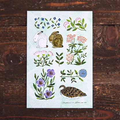 Cozyca - Foil-Stamped Postcard - Midori Asano - Fleur