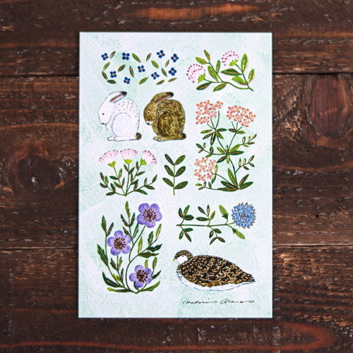 Cozyca - Foil-Stamped Postcard - Midori Asano - Fleur