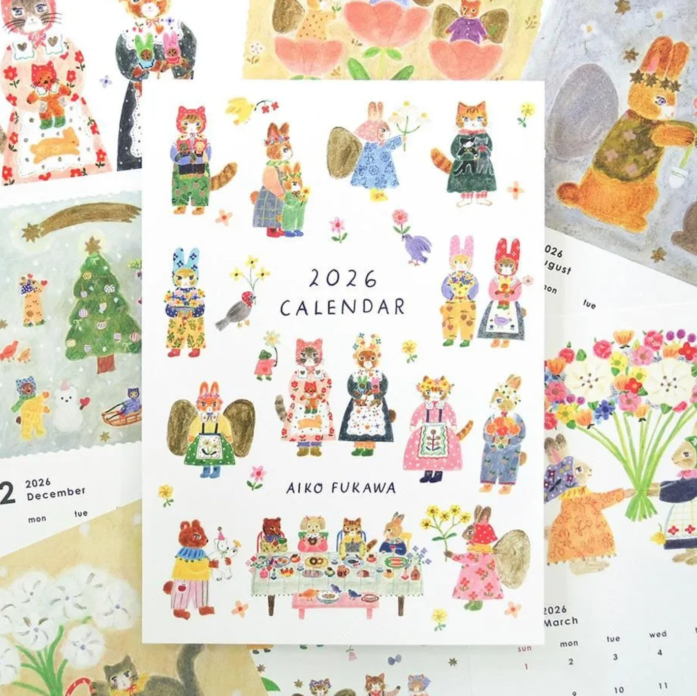 Collage of a 2026 calendar with illustrated characters and scenes.