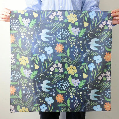 Cozyca - Handkerchief - Midori Asano - Flowers, Birds, Wind, and Moon