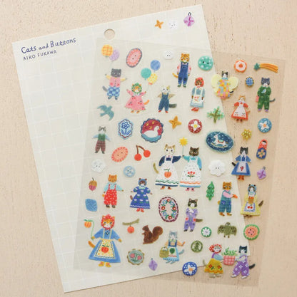 Cozyca - Aiko Fukawa - Cats and Buttons Stickers
