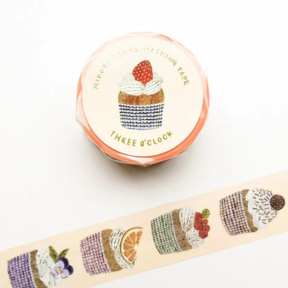 Cozyca - Foil-Stamped Washi Tape - Midori Asani - Three O'Clock