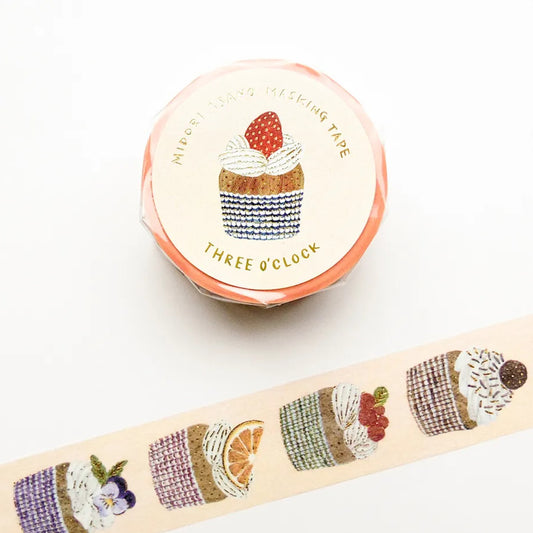 Cozyca - Foil-Stamped Washi Tape - Midori Asani - Three O'Clock