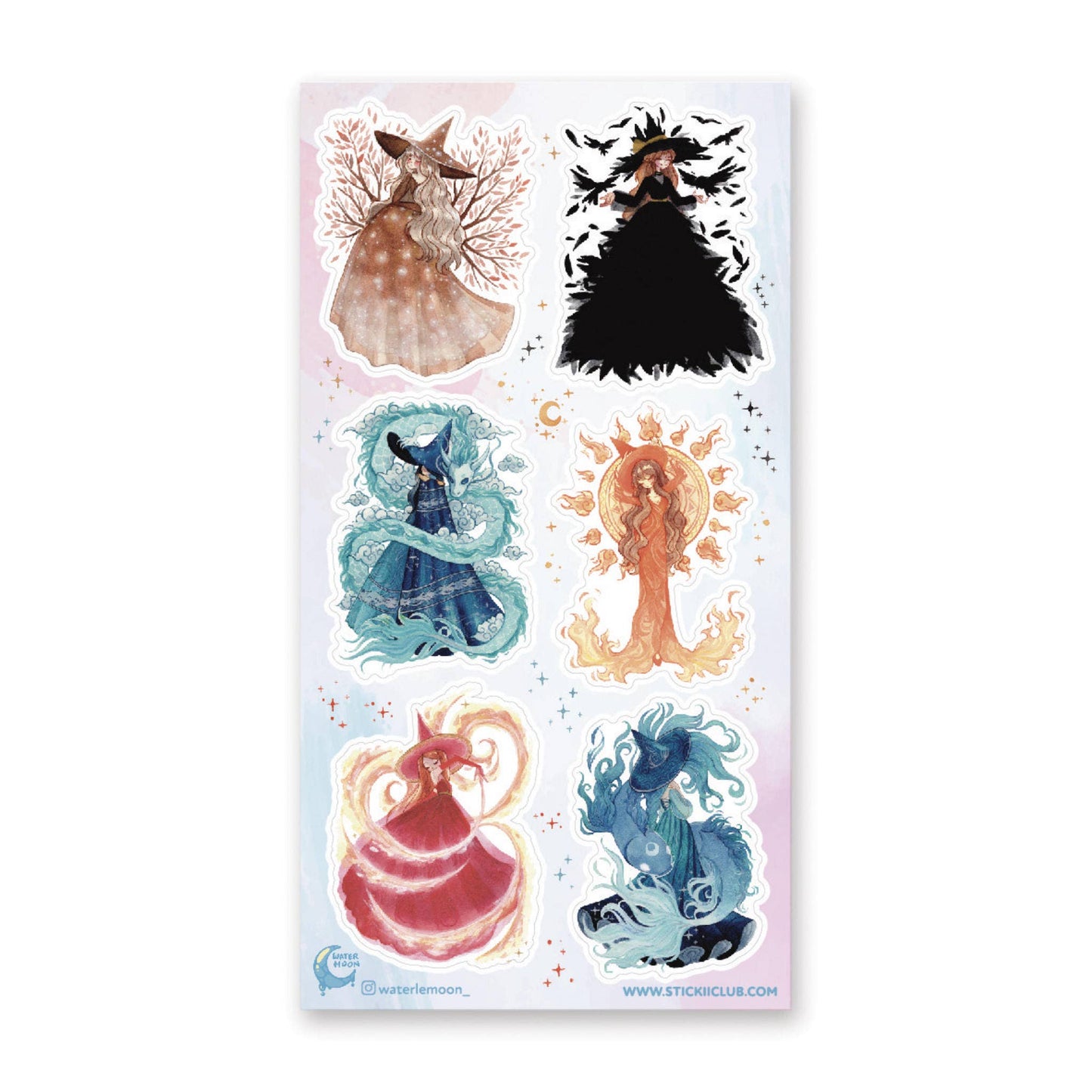 STICKII - Sticker Sheet - Waterlemoon - Elemental Witches