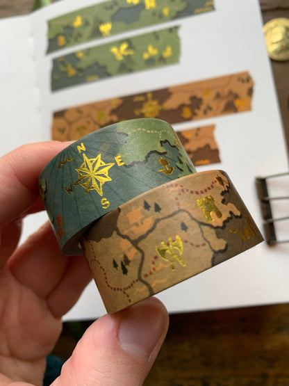 The Creeping Moon - Foil-Stamped Washi Tape - Fantasy Maps - Brown