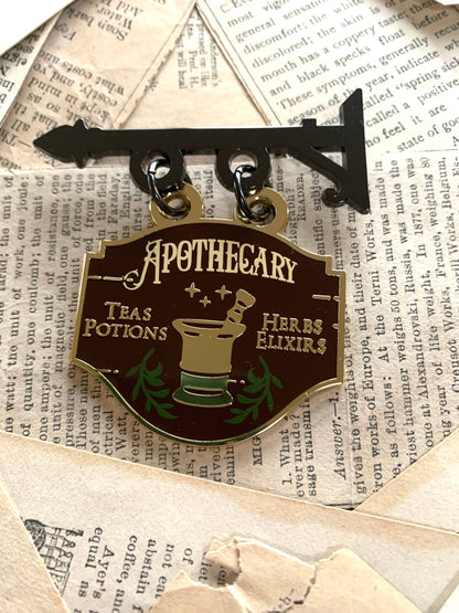 The Creeping Moon - Enamel Pin - Apothecary Shop Sign