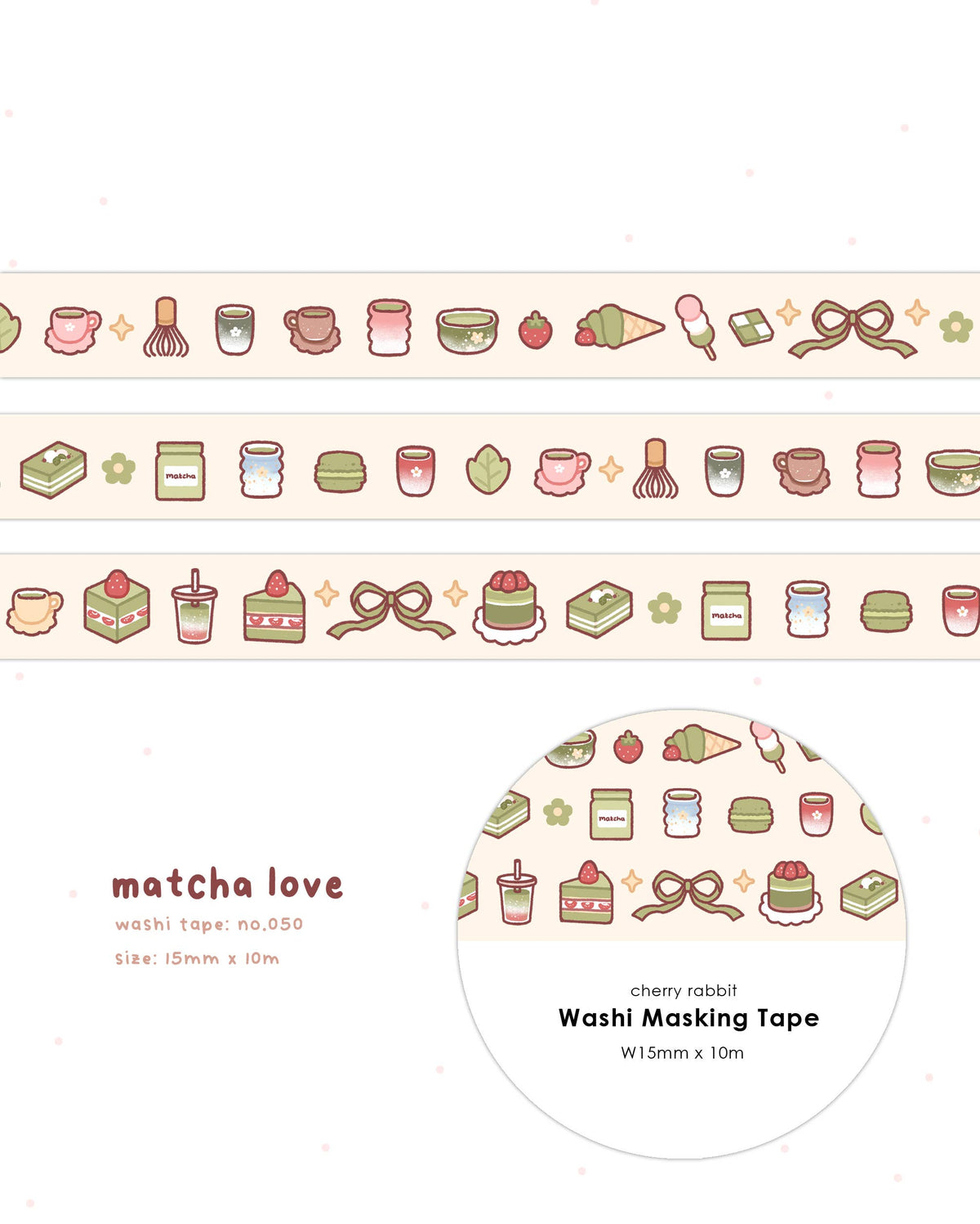 Cherry Rabbit - Washi Tape - Matcha Love