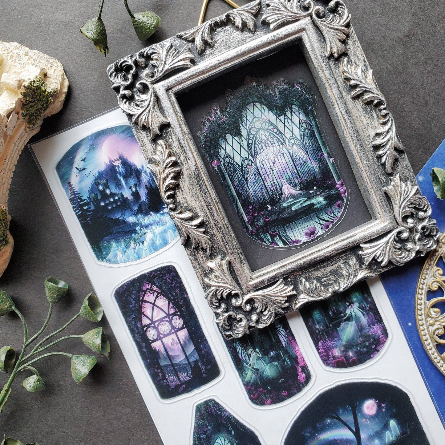 STICKII - Sticker Sheet - Moonbound Studio - Moonlit Haunted Mansion