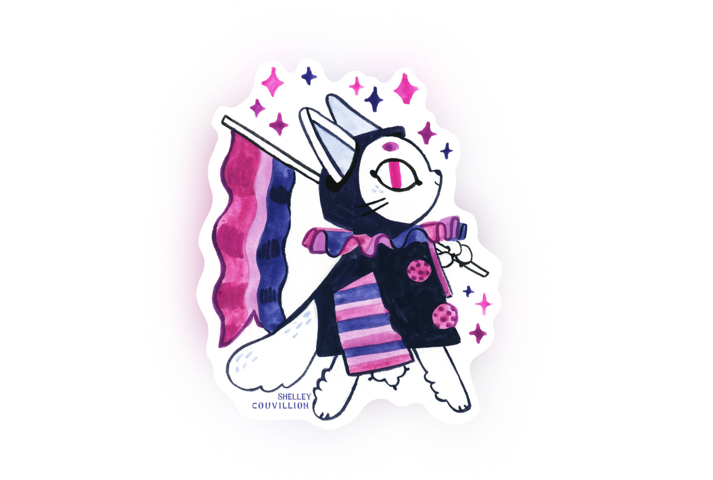 Book Moth Press - Sticker - Queer Cuties Medieval Animal Pride - Bisexual Cat