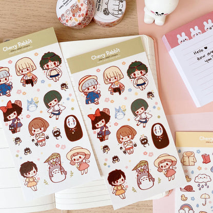 Cherry Rabbit - Sticker Sheet - Studio Ghibli
