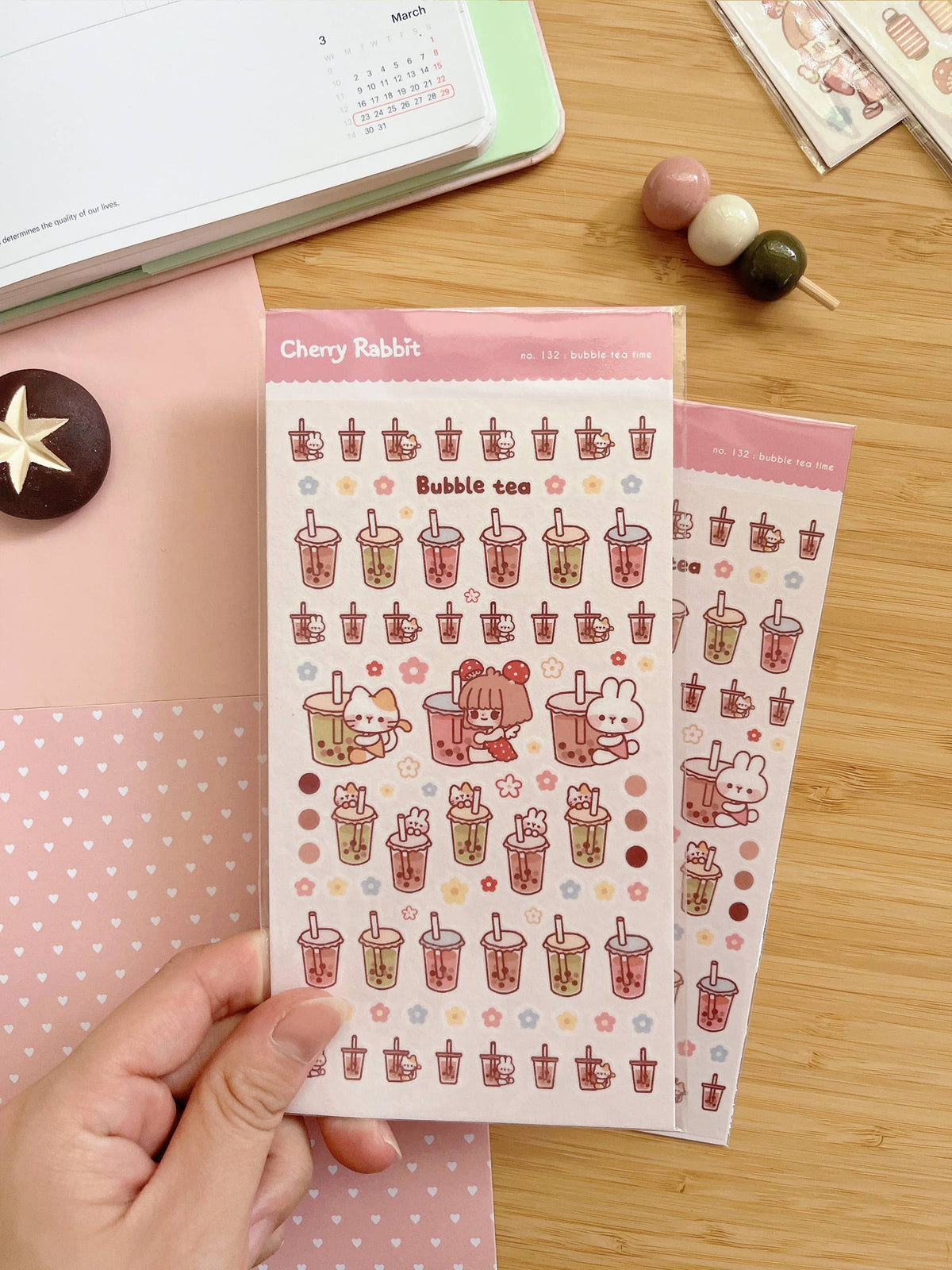 Cherry Rabbit - Sticker Sheet - Bubble Tea Time