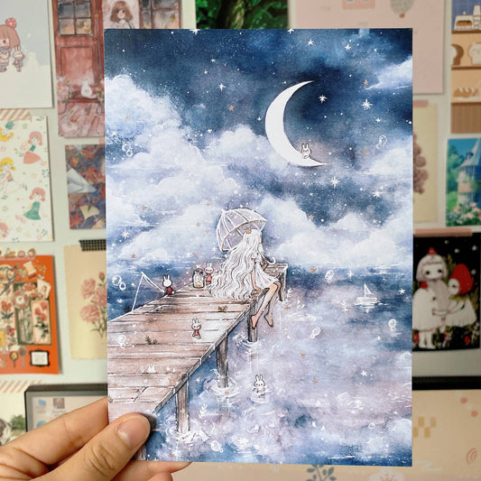Cherry Rabbit - A5 Art Print - In the Clouds
