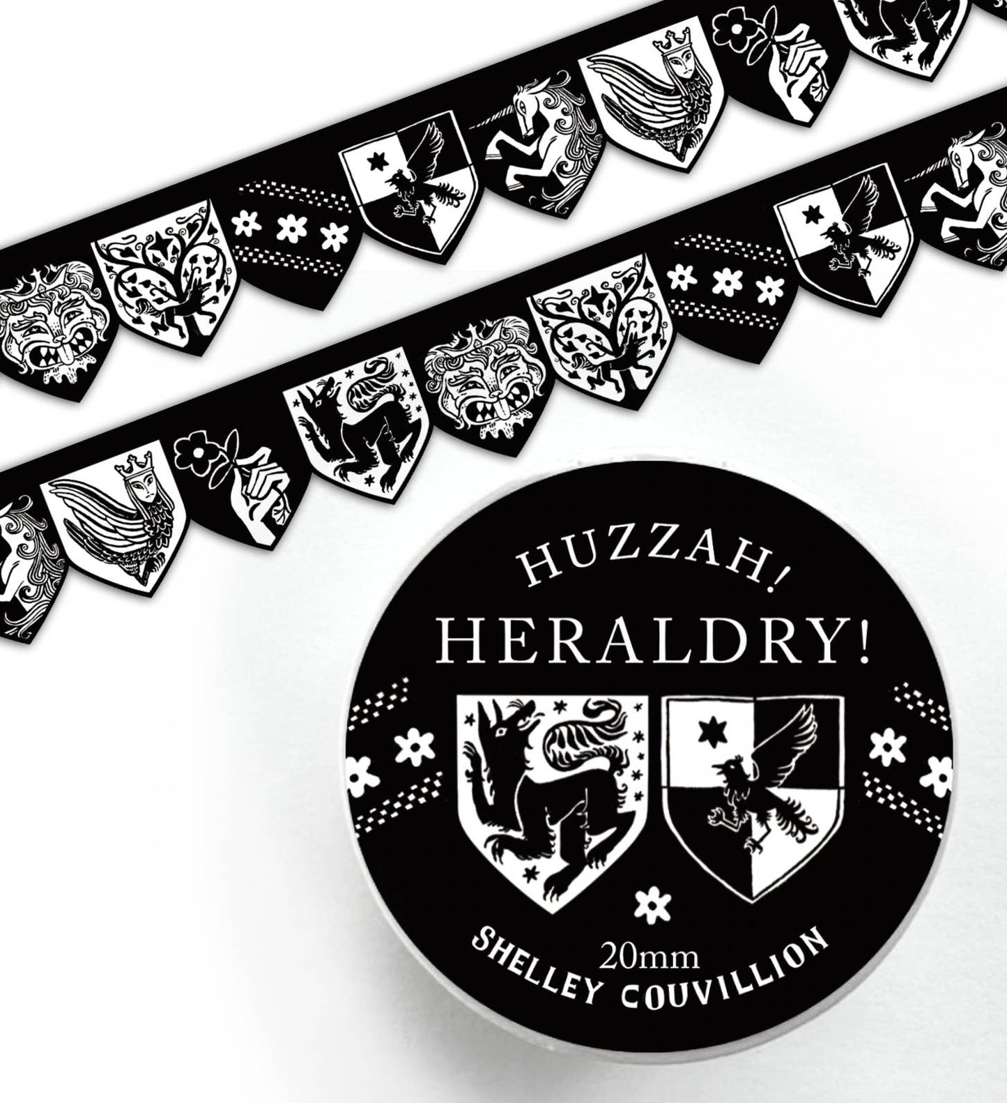 Book Moth Press - Stamp Washi Tape - Huzzah Heraldry / Medieval Flag Banners