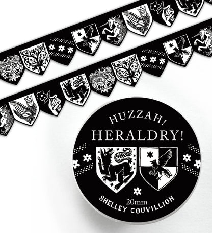 Book Moth Press - Stamp Washi Tape - Huzzah Heraldry / Medieval Flag Banners
