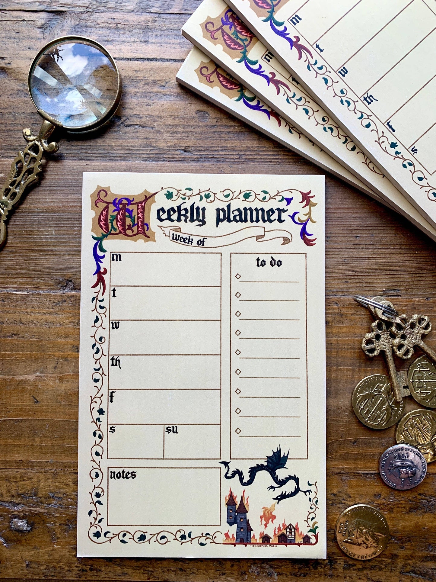The Creeping Moon - Notepad - Medieval Weekly Planner