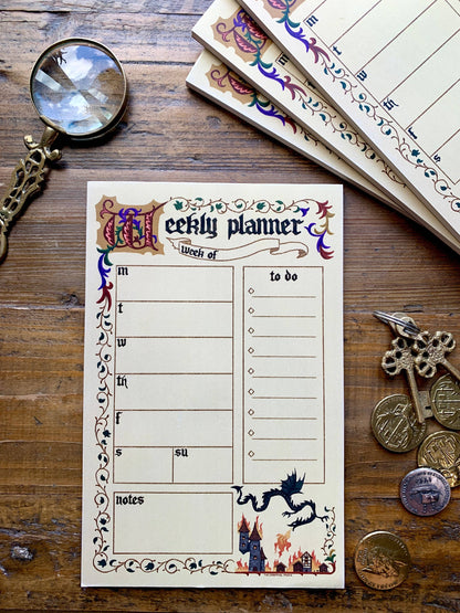 The Creeping Moon - Notepad - Medieval Weekly Planner