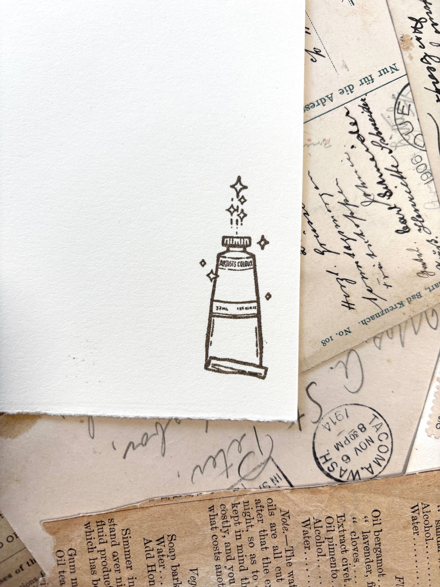 The Creeping Moon - Rubber Stamp - Paint Tube