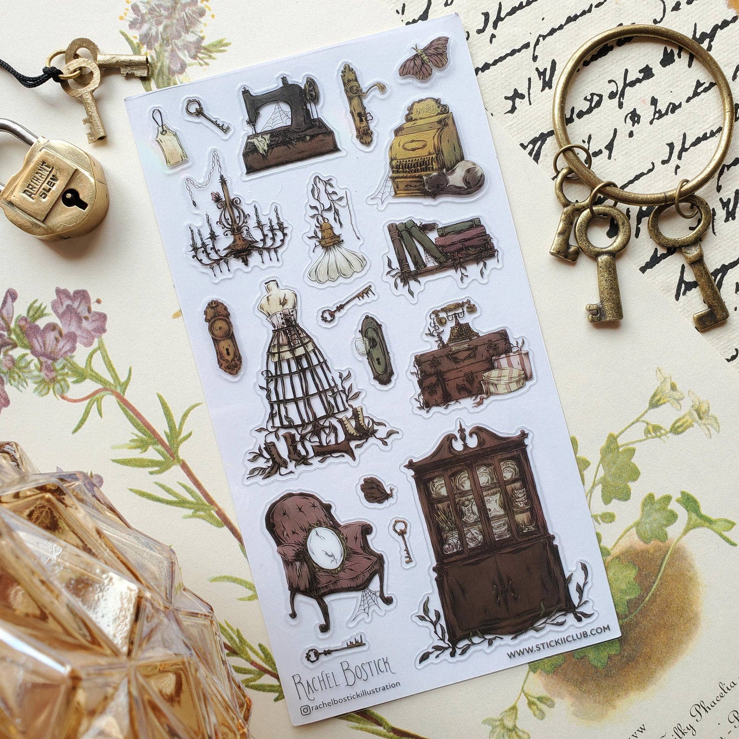 STICKII - Sticker sheet - Rachel Bostick Illustration - Haunted Estate Sale