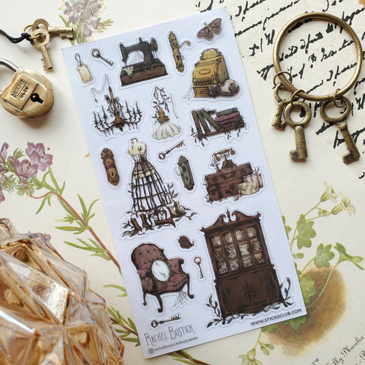 STICKII - Sticker sheet - Rachel Bostick Illustration - Haunted Estate Sale