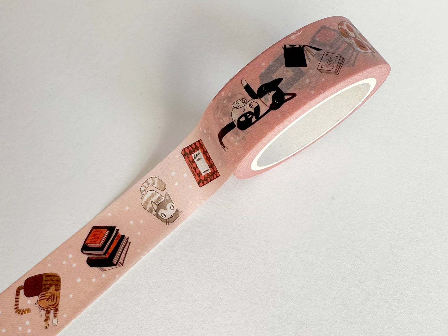 Book Moth Press - Washi Tape - Pink Cats & Books