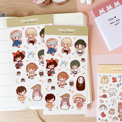 Cherry Rabbit - Sticker Sheet - Studio Ghibli
